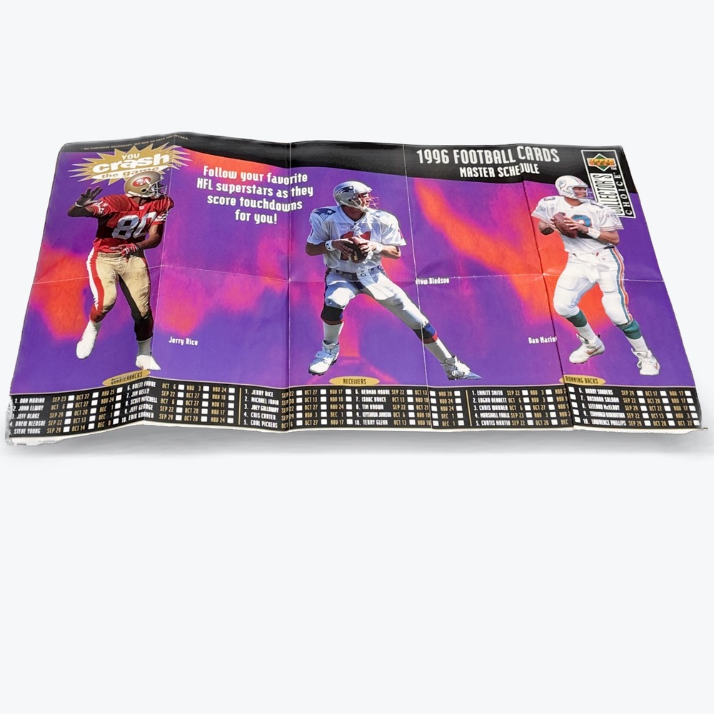 1996 Upper Deck NFL Football‎ Cards Master Schedule Poster Jerry Rice Young